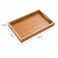 Plateau de service rectangulaire en bambou de qualité supérieure, plateau pour tasses et mugs, plateau de rangement pour ustensiles à café en bois