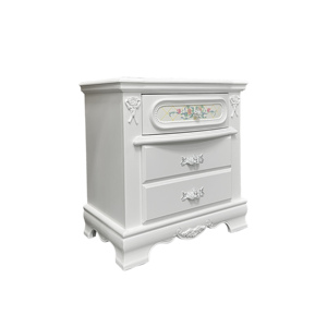 White 2 <b>Drawer</b> Nightstand With Floral Motifs Bedroom <b>Storage</b> Cabinet - Product Image 2
