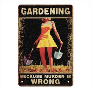 Plaque de jardinage en métal Because Murder is Wrong Wall Poster Plaque Vintage Iron Painting Decoration for Home Cafe Garden Club - Product Image 3