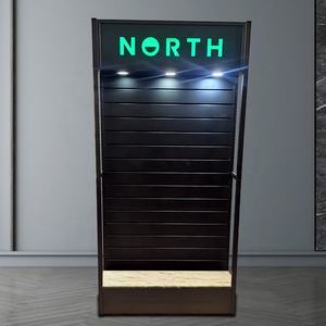 Mingtang Aanpasbare Winkel Decoratie Rek Winkel <span class=keywords><strong>Display</strong></span> Stand Metalen Retail Slatwall <span class=keywords><strong>Display</strong></span> Planken Met Led En Haken - Product Image 3