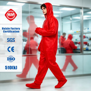 Combinaisons de protection jetables Hubei Haixin avec capuche, gants et couvre-chaussures - Achat en gros de combinaisons de sécurité rouges - Product Image 1