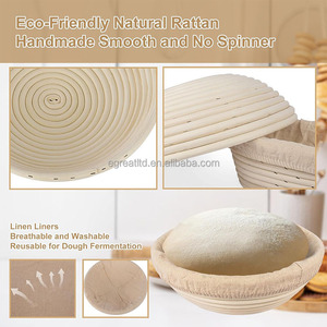 Quality Banneton <b>Bread</b> Proofing <b>Basket</b> with Essentials Set 10 Inch Oval and 9 Inch Round Rattan <b>Baskets</b> with Linen Liners - Product Image 4