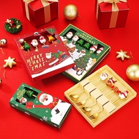 Ensemble de cuillères et fourchettes de Noël en acier inoxydable écologique, cadeau créatif pour la table de fête, ustensiles à dessert, finition miroir