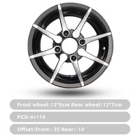Moyeu de roue de voiturette de golf en aluminium pour VTT et UTV Jantes en alliage d'aluminium à 4 roues tout-terrain de 12 pouces pour accessoires de VTT haute performance