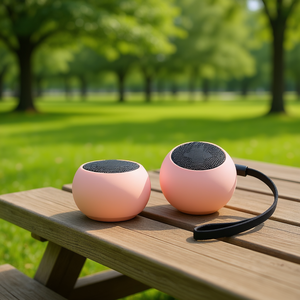 Mini haut-parleur Bluetooth portable avec lumière LED colorée, batterie rechargeable, connectivité sans fil, corps en plastique, rose, Myrva - Product Image 2