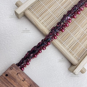 Nhà Máy Bán Hàng Trực Tiếp Tùy Chỉnh 1.5Cm Tweed May Cạnh Ribbon Trims Màu Đỏ Vàng Màu Xanh Đính Cườm Ren Với Mô Hình Sọc - Product Image 3