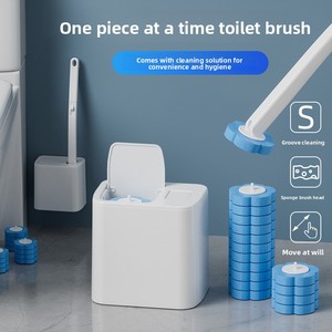 Nouvel ensemble de <span class=keywords><strong>brosse</strong></span> de toilette en plastique monobloc avec couvercle rabattable automatique, <span class=keywords><strong>brosse</strong></span> de nettoyage <span class=keywords><strong>et</strong></span> design <span class=keywords><strong>moderne</strong></span> à usage unique - Product Image 1
