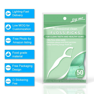 Bán buôn thân thiện với môi bạc hà hương vị răng Gậy Flosser phân hủy sinh học xỉa nha khoa chọn làm than tre biểu tượng tùy chỉnh SGS - Product Image 3