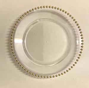 Assiettes <span class=keywords><strong>de</strong></span> Présentation Rondes en Plastique Transparent <span class=keywords><strong>de</strong></span> 13 Pouces, Bordure Perles Or Rose, Fournitures <span class=keywords><strong>de</strong></span> Décoration pour <span class=keywords><strong>Mariage</strong></span> et <span class=keywords><strong>Anniversaire</strong></span> - Product Image 1