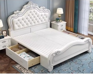 <span class=keywords><strong>Lit</strong></span> de Luxe Européen Personnalisé, Style Royal Antique, en Bois, avec <span class=keywords><strong>Rangement</strong></span>, Tailles Double, <span class=keywords><strong>King</strong></span> et Queen, pour Ensembles de Meubles de Chambre - Product Image 4