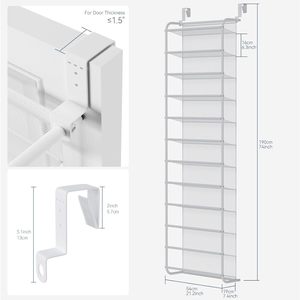 Over The Door <b>Shoe</b> Organizer 12 Tier White Metal Mesh Hanging <b>Shoe</b> Rack For <b>Shoes</b> Behind Doors - Product Image 2