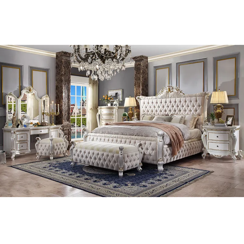 Design clássico estilo clássico europeu mobília do quarto jogos de quarto camas de madeira da qualidade superior