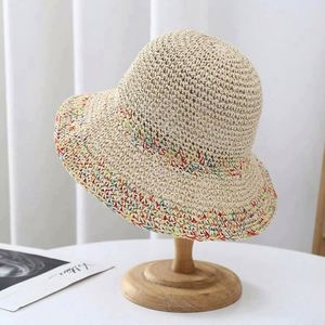 Wholesale Crochet <b>Straw</b> <b>Hat</b> Summer Hollow Sun <b>Hat</b> Breathable Wide Brim Knitted <b>Straw</b> Bucket <b>Hats</b> for Women - Product Image 3