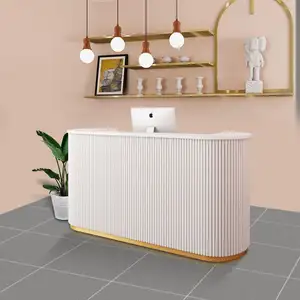 Simple And Affordable White Hair Salon Bar Paint Front Desk Beauty Salon Dedicated Small Reception Desk