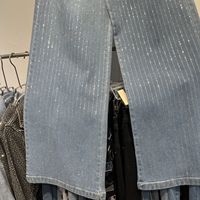 Nouveau Jean en Denim Décontracté Brillant Coupe Droite pour Femme, Style Industriel Européen, Taille Classique, Haute Qualité, Été Hiver