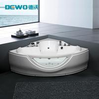 Bain à remous pour 2 personnes en acrylique, bain à remous transparent en verre, bain à remous autoportant pour couple et famille, avec fonction de massage et éclairage