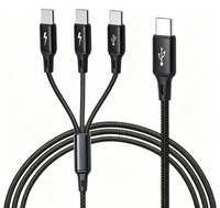 Câble de charge rapide 3 en 1 C vers triple Type C 60W, cordon de synchronisation de données multi-appareils pour plusieurs téléphones et tablettes Type C