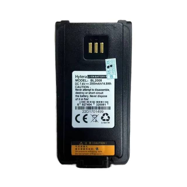 Hytera Lithium-Ion Walkie Talkie Battery (2000mAh) Stock for PD705 PD755 PD785 Two-Way Radio 14.8wh DC 7.4V BL2008 1 Year