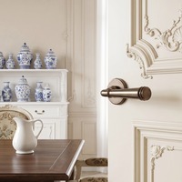 Poignée de porte à levier symétrique en laiton massif brossé or rose antique pour entrée d'appartement, chambre d'hôtel, avec système de verrouillage