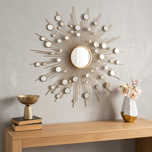 Espejo de Pared Moderno con Diseño de Rayos de Sol Metálicos, Diseño Geométrico Abstracto, Forma Circular, Decoración para el Hogar, Arte para Sala de Estar - Product Image 2