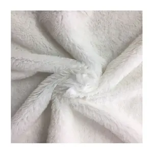 100% polyester high pile knitted white PV 10mm pile height plush toy fabric