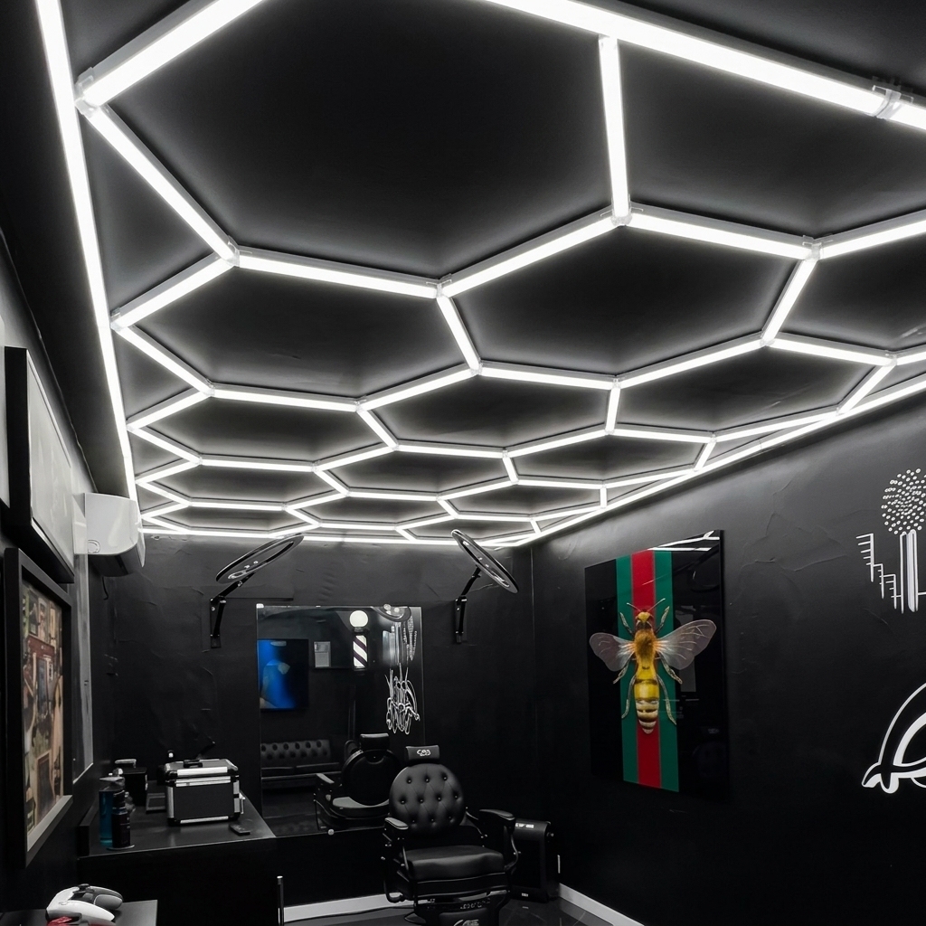 Customized Hexagon Working Light High Lumen Barbershop Lighting Honeycomb Ceiling Light for Hair Salon 14 Grid System