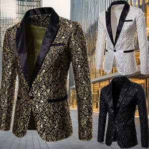 Costumes d'affaires pour hommes automne-hiver, style européen et américain, jacquard, design tendance, couleur unie, grande taille, simple boutonnage, fermeture à boutons - Product Image 2