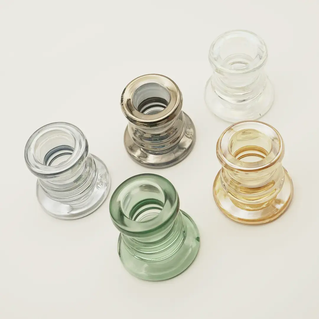 EIPP 6/12PCS Popular Transparent Taper Candle Stand Candlestick Holders High Quality Thick Glass Candle Sticks Holder