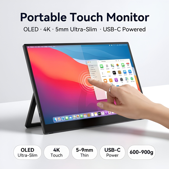 Portable  13.3 Inch Touch Monitor Travel Touch Screen Display Type C  Interface  Full HD IPS Panel LED Backlit Ps5 Console Rohs