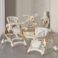 Chaise haute pliable portable 4 en 1 Clafbebe, chaise d'alimentation multifonction pour bébé, facile à nettoyer, housse de siège en PU, pédale réglable