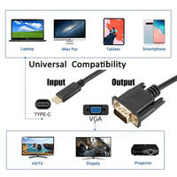 Mindpure 1,8m USB-C zu VGA Kabel 1080P 60Hz Hochgeschwindigkeits-Typ-C zu VGA für MacBook Pro iPad Surface Laptop Projektor Monitor
