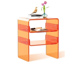 <span class=keywords><strong>Mesa</strong></span> de centro acrílica, <span class=keywords><strong>mesa</strong></span> auxiliar colorida de lado redondo transparente iridiscente - Product Image 6