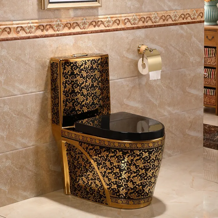 Banyo seramik sıhhi tesisat gereçleri siyah altın tuvalet altın wc tuvalet kase orta doğu avrupa ülkeleri