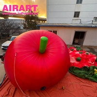Pomme rouge gonflable de décoration extérieure de bâtiment de taille sur mesure, ballon gonflable de pomme chanceuse pour le festival de Noël