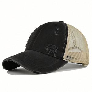 Oem Custom 3d Embroidery Washed Trucker Baseball Cap With Mesh Distressed Dad <b>Hats</b> Trucker Baseball Cap With Mesh - Product Image 5