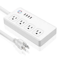 Smart Home 4 Outlet 4AC 4 USB Port 10A Alexa Google Home Kontrol Suara Tuya Remote Control US WiFi Strip Daya Cerdas