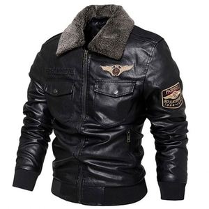 Blouson moto homme hiver à capuche, nouveau design PU, respirant et écologique, coupe ajustée, logo frontal, chaud - Product Image 4