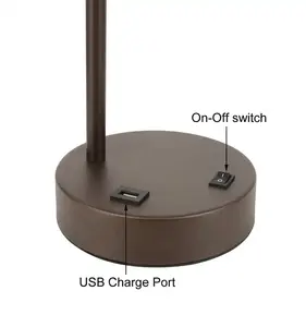 Modern Bedside Nightstand Reading Lamp Dark Bronze Finished Table Lamp With USB For Home And Hotel