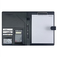 Portefeuilles de direction en cuir PU format A4 avec logo personnalisé style professionnel 2025 avec blocs-notes détachables