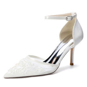 Zapatos de Novia de Primavera 2026 para Mujer, Formales, de Verano, Finos, con Tacón Alto de 8 cm, Punta Hueca, Correa en el Tobillo, Bordado de Perlas y Parte Superior de Malla - Product Image 5