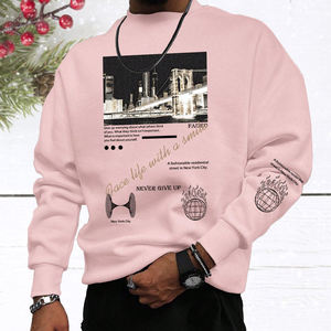 Sudadera Personalizada de Fábrica para Hombre, con Estampado Gráfico de Letras, Talla Grande, Térmica, Desgastada, Cuello Redondo, Manga Larga - Product Image 6