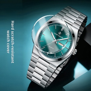 Montre à quartz pour homme Green Face, style coréen simple, boîtier en alliage 40 mm, bracelet en acier inoxydable 22 mm avec cadran à aiguilles, résistance à l'eau 3 ATM - Product Image 3