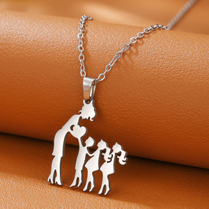 Collier en acier inoxydable pour la fête des mères, pendentif en forme de cœur pour maman, fils, fille, cadeau familial, bijoux, chaîne plaquée or 18 carats - Product Image 3