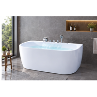 Baignoire autoportante minimaliste en surface solide blanche, baignoire de luxe pour maison moderne