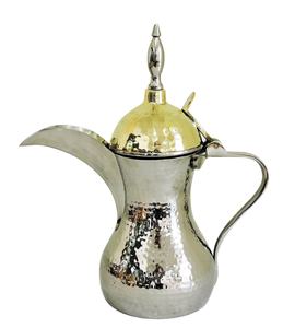 Cafetière arabe Dallah martelée en laiton classique fait à la main 1L nickelé emballage traditionnel personnalisé Logo thé café - Product Image 1