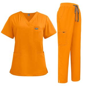 Ensemble d'uniformes médicaux pour hommes et femmes, col en V, hôpital, salon <span class=keywords><strong>de</strong></span> beauté, spa, médecin, infirmière, pantalon droit - Product Image 4