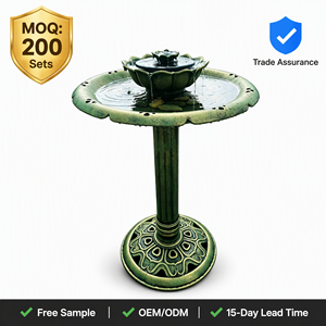 Bain d'oiseaux sur piédestal en bronze antique avec pompe solaire, résistant aux intempéries, en résine, pour décoration <span class=keywords><strong>de</strong></span> <span class=keywords><strong>jardin</strong></span> - Product Image 1