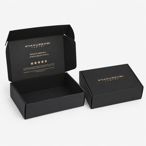 Custom Gold Foil Stamping Black Corrugated Mailer <b>Boxes</b> Luxury Matte Black Custom Logo Shipping Mailer Box For Apparel Packaging - Product Image 2