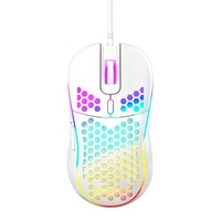 Souris sans fil ergonomique filaire, souris d'ordinateur de jeu légère et lumineuse avec design ajouré