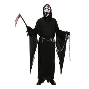 Lanjo Grim Reaper ชุดฮาโลวีนผู้ใหญ่/เด็กชุดผีหน้ากรีดร้องชุดหน้ากาก - Product Image 1